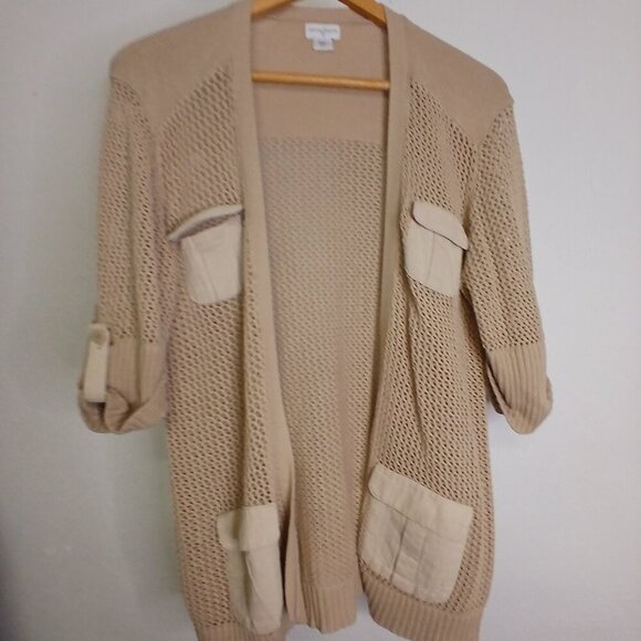 UEC Jaclyn Smith Tan Knit Cardigan with pockets size medium - Picture 1 of 8